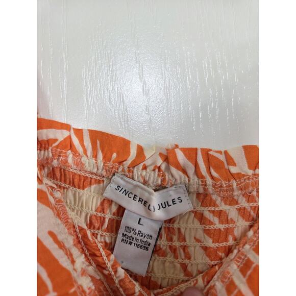 Sincerely Jules Orange Palm Leaf Tiered Cutout Ties Maxi Sundress, Women's Large - Picture 2 of 14